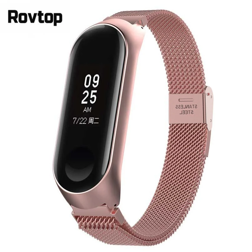 

Rovtop Magnet Stainless Steel Strap For Xiaomi Mi Band 3 Strap For Xiaomi Miband 4 Bracelet For Mi Band 3 4Metal Screwless