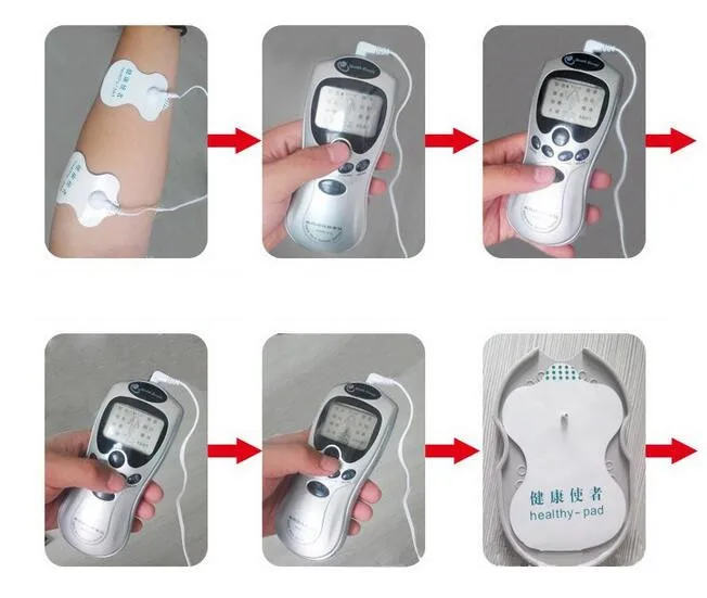 4 электрода, уход за здоровьем, акупунктура, электрическая терапия, массажер, аппарат для похудения, импульсный скульптор, массажер, аппарат