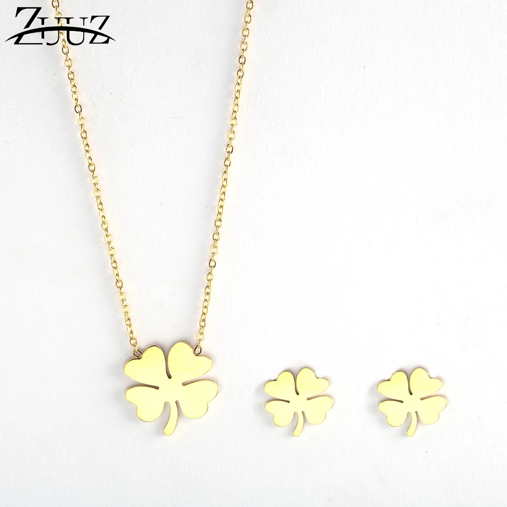 

ZUUZ jewelry accessories sets female african child for women stainless steel fashion silver gold jewellery korea earrings chain