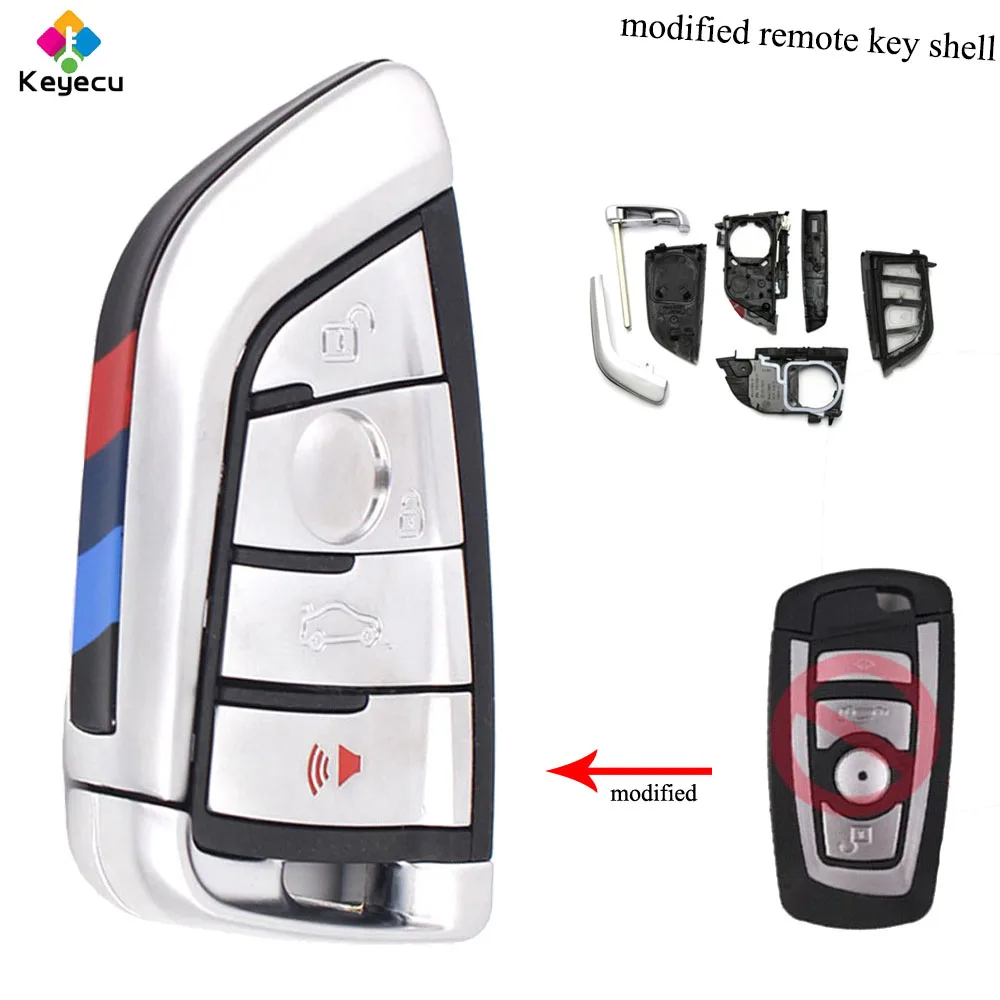 

KEYECU New Stylish Replacement Modified Remote Control Car Key Shell With 4 Buttons & Silver Color - FOB for BMW X5 X6 2014-2016