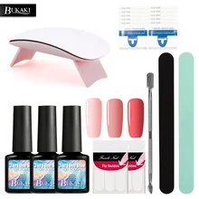 BUKAKI 14 шт. 6 Вт светодиодный светильник и выберите 3 цвета один шаг гель лак для ногтей 3 в 1 УФ гель ногтей DIY нет необходимости верхней база Nail Книги по искусству маникюрный набор