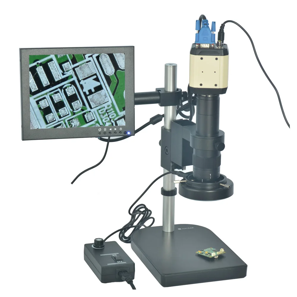

2.0MP HD 3 in 1 Microscope Camera USB VGA Digital Industrial Magnifier 180X C-mount Lens Table Stand 8" HD LCD Monitor for PCB