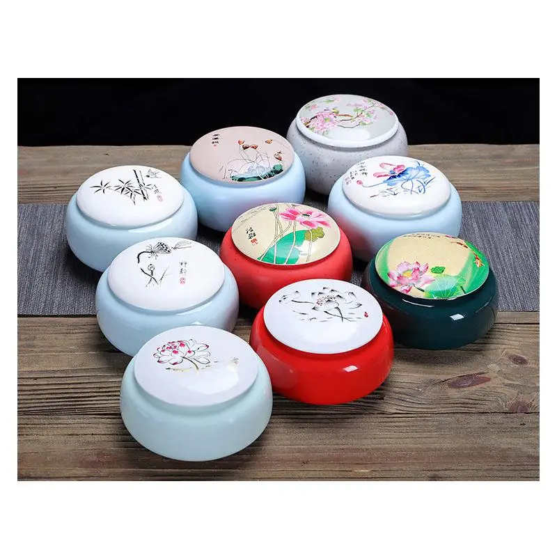 

2pcs/Set Ceramics Tea Caddies Mini Ceramic Storage Boxes Tea Leaves Container Organizer Home Teahouse Dining Tea Can Gift Box