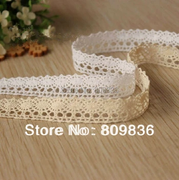 

50yrd/lotZAKKA oval cotton lace 1.4cm White and natural color lace embellish for cloth Embroidered lace for scarpbooing(ss-1322)