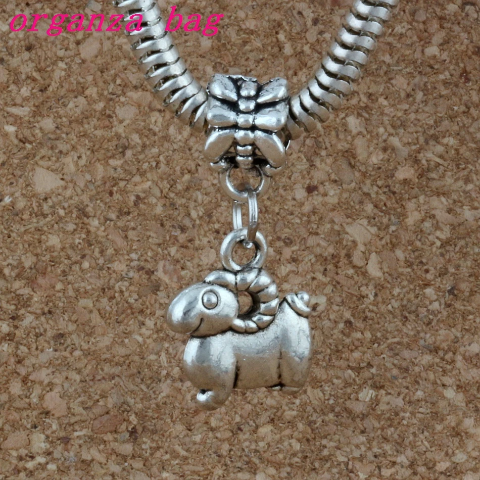 

100pcs/lot Dangle Ancient silver sheep Charm Big Hole Beads Fit European Charm Bracelet Jewelry 12x27mm A-227a