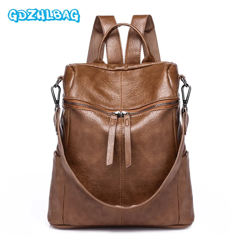

GDZHLBAG Vintage PU Leather Backpack Women 2018 Vintage Large Bag For Female Teenage Girls School Bag Backpacks mochila B246