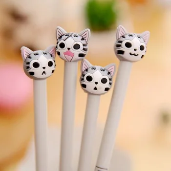 

4pcs/lot Kawaii 3D Happy Cat design gel pen signing pen 0.5mm Black ink funny students' gift kids' toy office school supplies