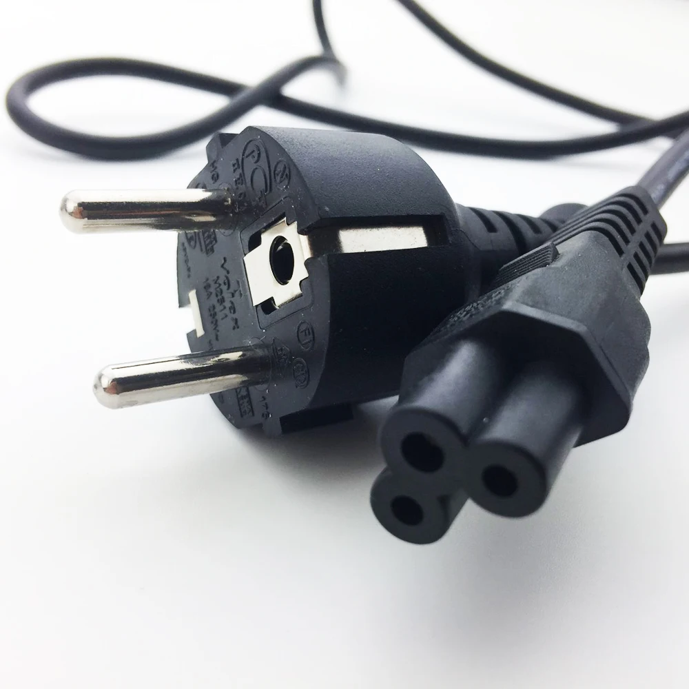 

2-prong EU IEC-C5 power cable cord 2 Pin Clover Leaf Mains Cable Charger Power Cord for laptop notebook charger adapter