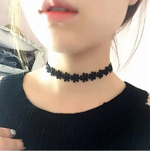 Новая мода Панк готика девушка бархат, кружево черного цвета Harajuku Чокеры ожерелье Torques для женщин татуировки ключицы ожерелье ювелирные изделия подарок - Окраска металла: N715