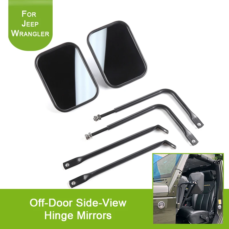 

Easy-Install Adventure Mirrors For Jeep Wrangler JK CJ YJ Quicker install Door Hinge Mirror Rectangul For Safe Doors Off Driving