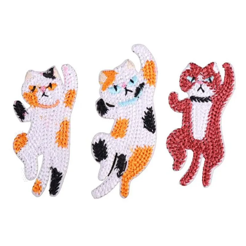 

10PCS Cheap Jumping Cat Embroidered Iron On Patch for Clothing Applique for Jeans DIY Accessories Cute Patches