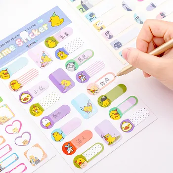 

2pcs Cartoon Colorful Name Label Stickers Waterproof Stationery Sticker Sticky Paper Kawaii Diary Memo Escolar School Supplies