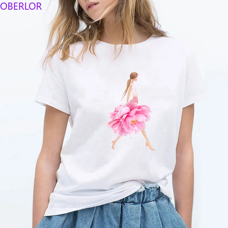 

2019 New Arrival T Shirt Women Fashion Peonies Vogue Print T-shirts Short Sleeve Harajuku Style Tshirt Streewear Clothes Female