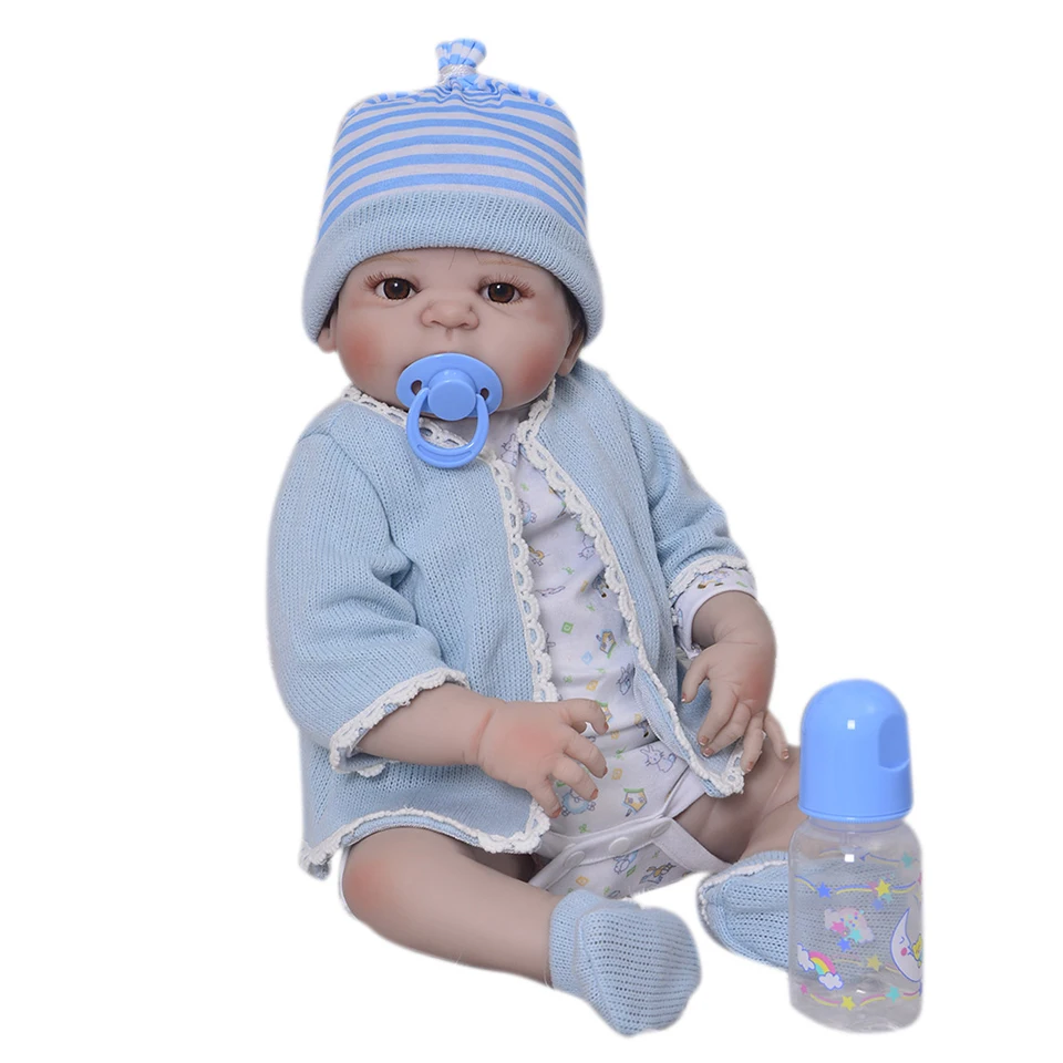 

Little Boy Doll 23 Inch Full Vinyl Adorable Baby Reborn Silicone Doll Toy for Children Girls Bath Toy Newborn Dolls