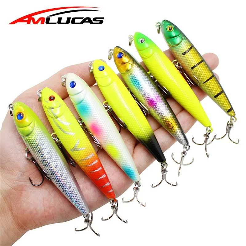 

Amlucas Pencil Bait 8cm 8.3g Artificial Hard Bait Topwater Floating Fishing Wobblers for pike Crankbaits Fishing Lure WW210