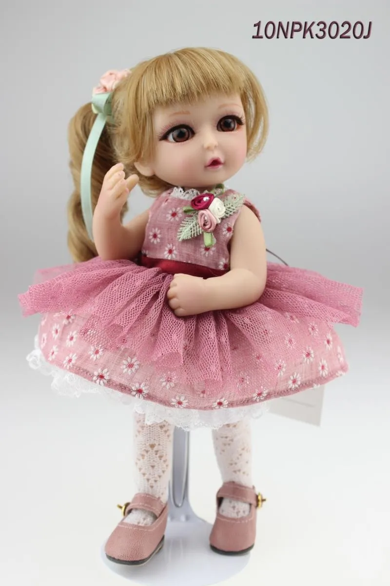 25 см силиконовые куклы baby/Детские Mini SD/BJD моделирование супер мило Наряжаться кукла для девочки розовое платье принцессы подарок