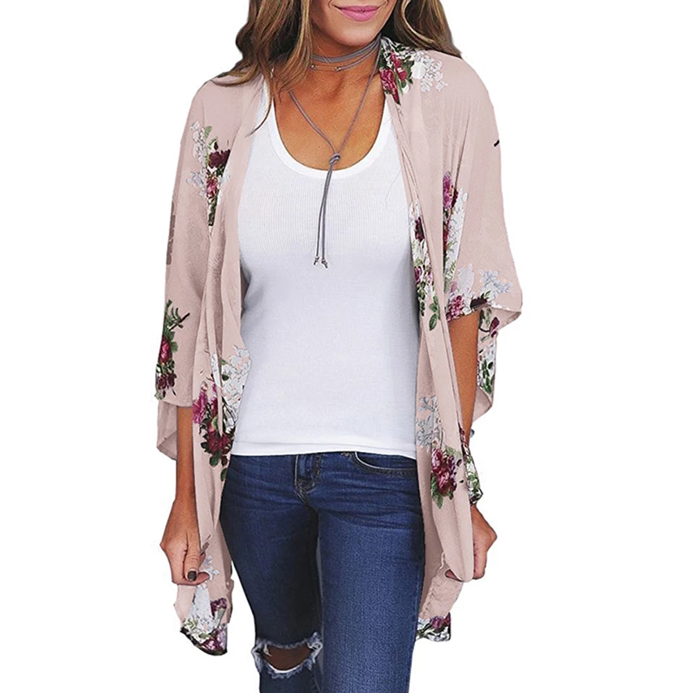 Aliexpress.com : Buy Women Floral Print Cardigan Open Front Coat Flare ...