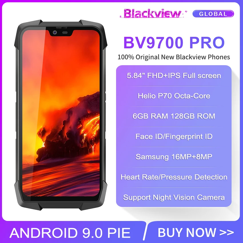 Blackview BV9700 Pro IP68/IP69K прочный мобильный телефон Helio P70 Octa core 6 ГБ + 128 5 84 &quotIPS 16MP 8MP 4G Face ID