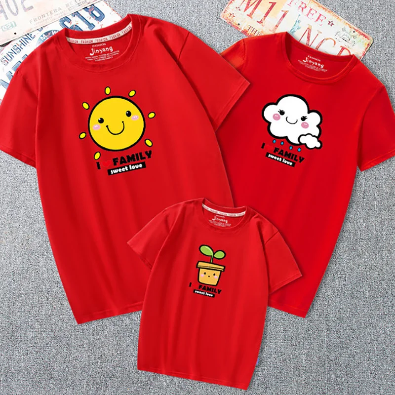 

Summer Family Matching Outfits Mommy Daddy Kid Son Baby T-Shirt Shirts Family Clothes Child Tees Letter Print Tops Character