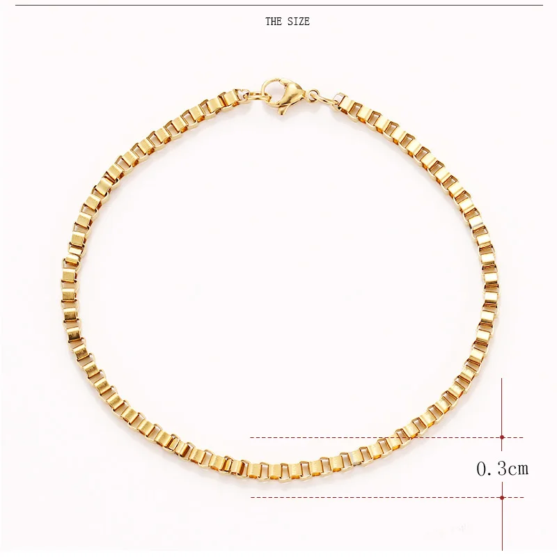 CACANA Stainless Steel Chain Bracelets For Man Women Gold Silver Color For Pendant 0.3cm Square Buckle Donot Fade Jewelry A1205