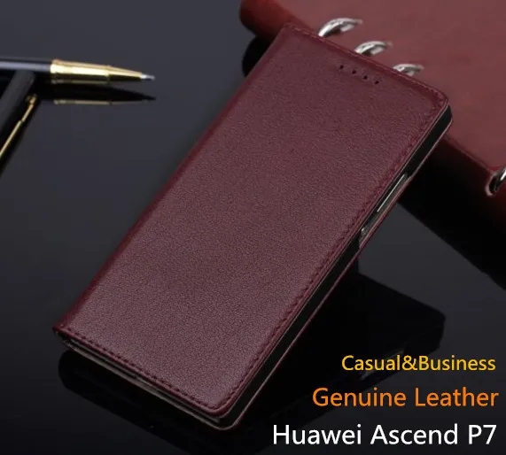 Business 100 Cowhide Leather Cover for Huawei P7 Genuine Leather Case for Huawei Ascend P7 Retro