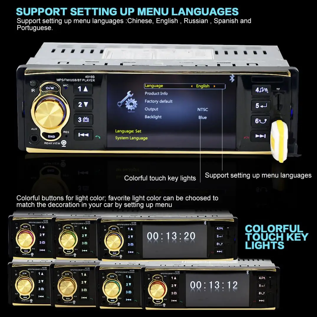 Libere MP4 supporto Pollici AUX Bluetooth Autoradio Ingresso Radio Sostegno United Video Mani di stock del Ultimo SelenTeks MP3 USD 12 V MP5 States Dollar FM Epathchina Car Auto HD Giocatore Stereo a 4.1 chiamate 4 Libere MP4 supporto Pollici 4