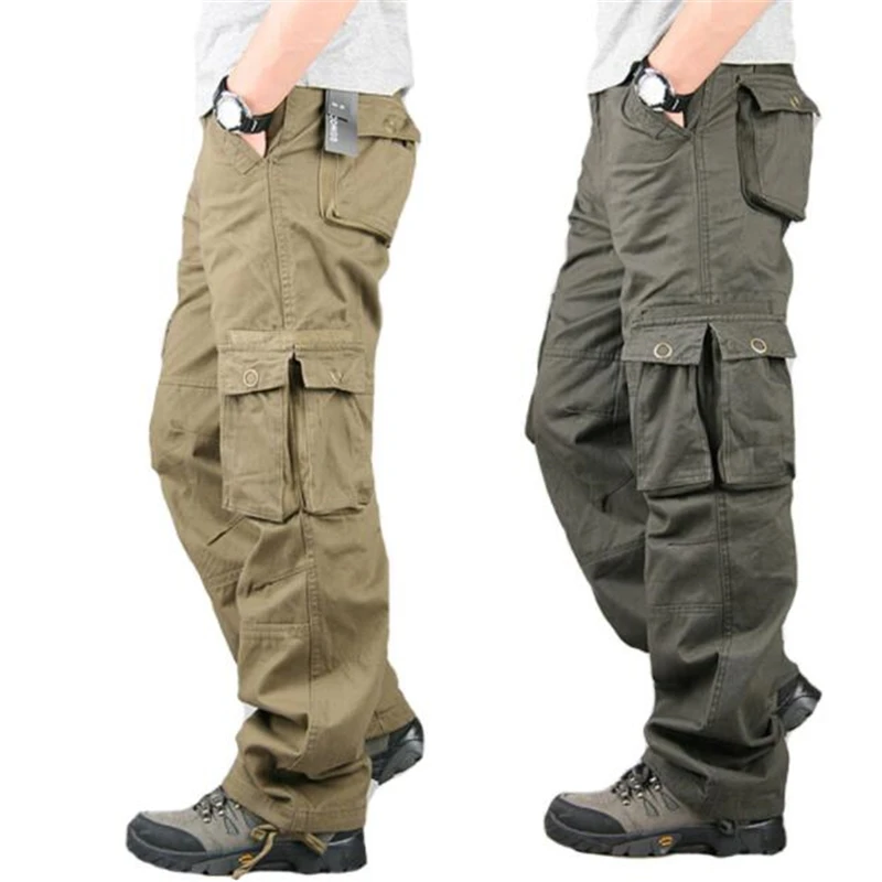 

Tactical Cargo Pants Men Casual Combat Baggy Multi Pockets Overalls Cotton Loose Baggy Trousers Army Military Pants Plus Size