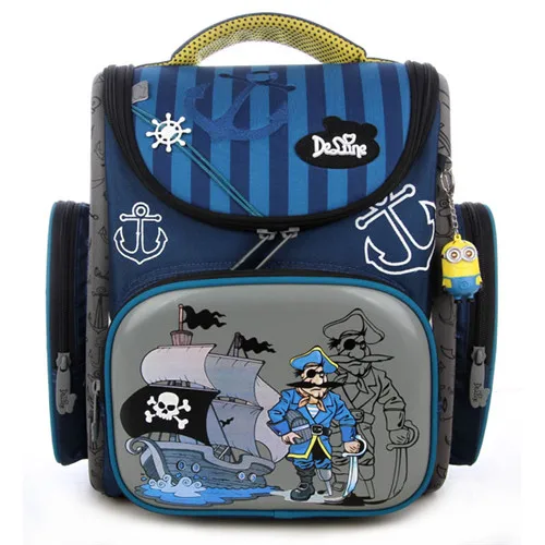 Delune, Мультяшные школьные сумки для девочек и мальчиков, рюкзак, пиратский детский ортопедический Школьный рюкзак, водонепроницаемые Рюкзаки, Mochila Escolar - Цвет: 3-116