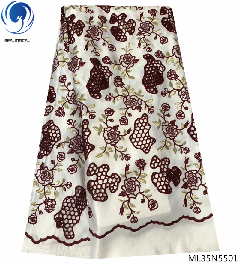 

Beautifical French laces fabrics white bottom satin fabric 2019 milk silk lace Embroidered african tulle laces 5yards ML35N55