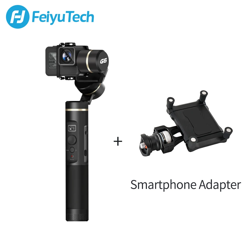 FeiyuTech G6 ручной карданный стабилизатор брызгозащищенный Wifi Bluetooth OLED экран для Gopro Hero 7 6 5 sony RX0 Yi - Цвет: G6 phone mount