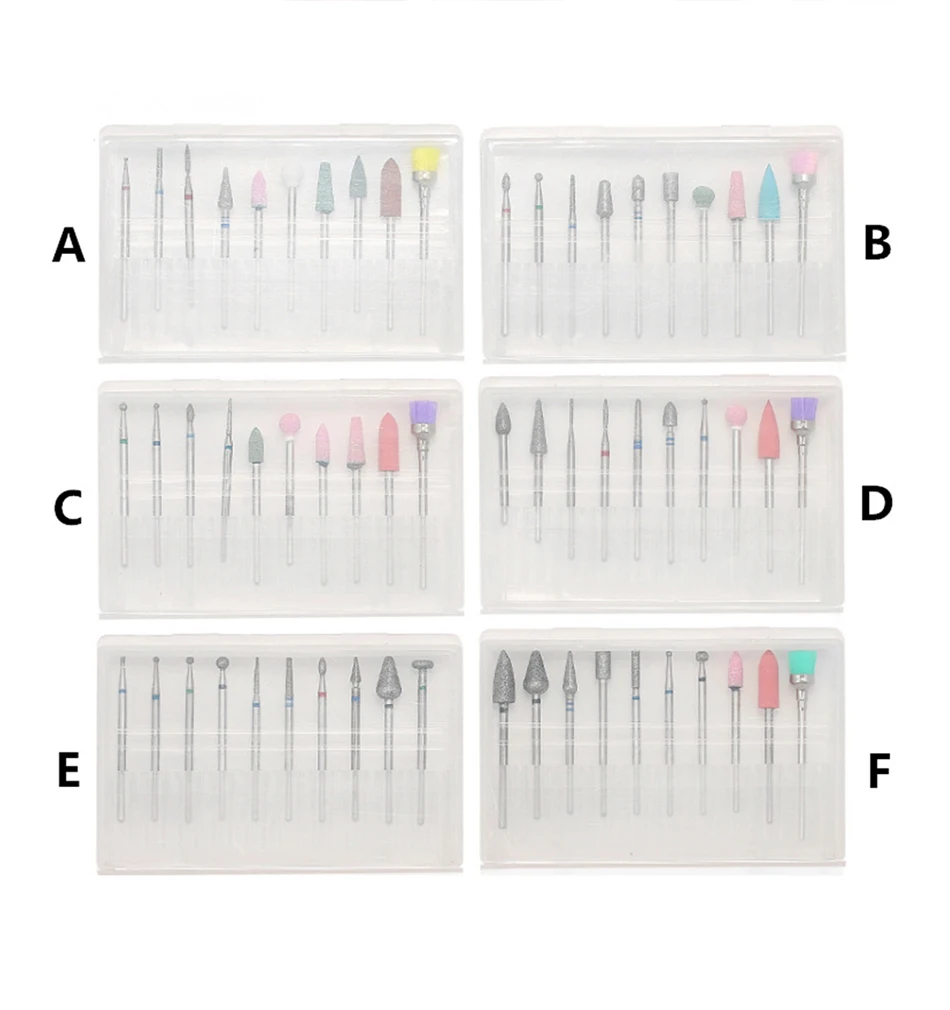 10 шт фрез для маникюра/педикюра комплект аксессуары для электротехнического оборудования для маникюр кутикула Фрезер Nail Art Гель для полировки инструмент Пилочки для ногтей
