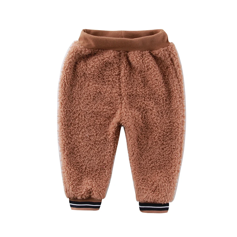 Длинные штаны из кораллового флиса для малышей; Теплая Одежда для новорожденных; сезон осень-зима; брюки для мальчиков и девочек на Рождество - Цвет: Коричневый