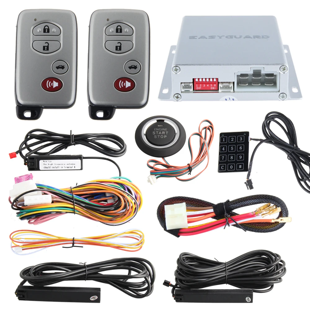 Hopping code 4 button key fobs car alarm with auto start