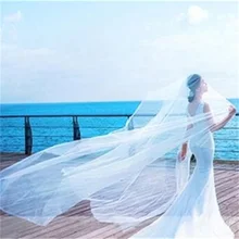 New Элегантные Свадебные Фаты с Обрезной Кромкой Нет Гребень Белый/Слоновая Кость Свадебные Аксессуары Свадебное Платье Один слой Мягкий тюль Вуаль Венчания