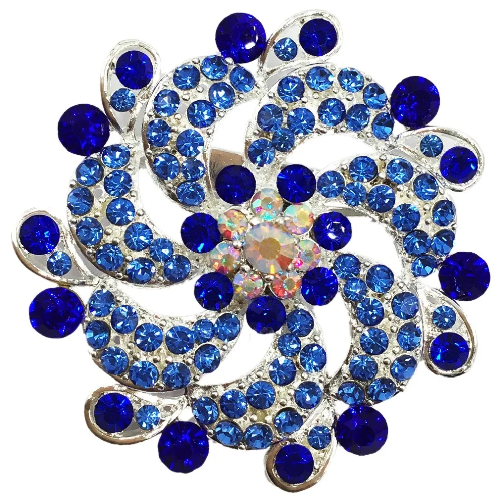 Royal Blue Fashion Flower Hot Christmas Brooches Jewelry Rhinestone