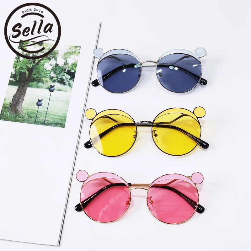 

Sella 2019 New Trending Fashion Ins Hot Kids Mouse Shape Sunglasses Boys Girls Colorful Tint Lens Pink Children Eyewear Shade