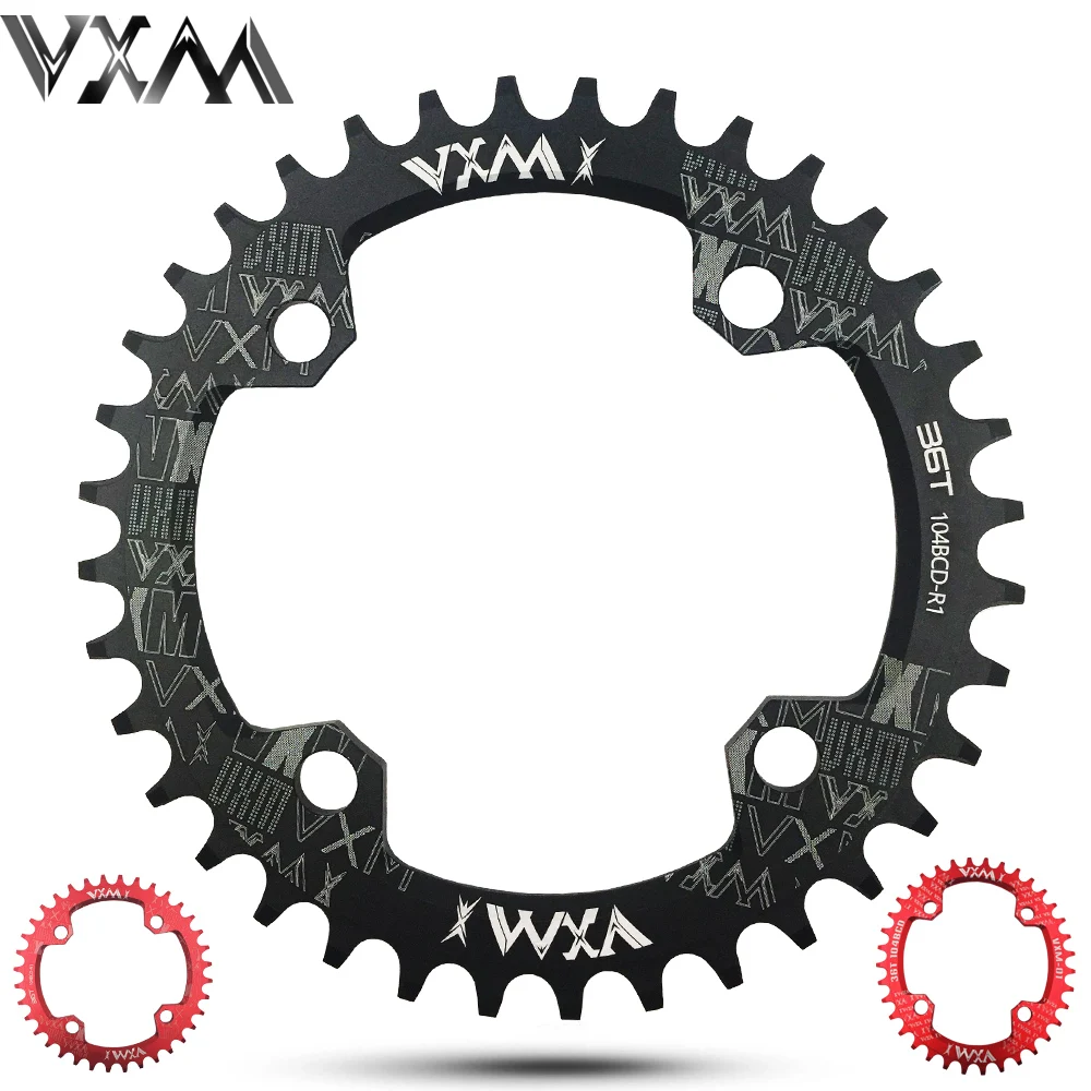 

VXM Bicycle Crank Round Oval 104BCD 32T/34T/36T/38T Chainring Narrow Wide Ultralight MTB Bike Chainwheel Circle Crankset Plate