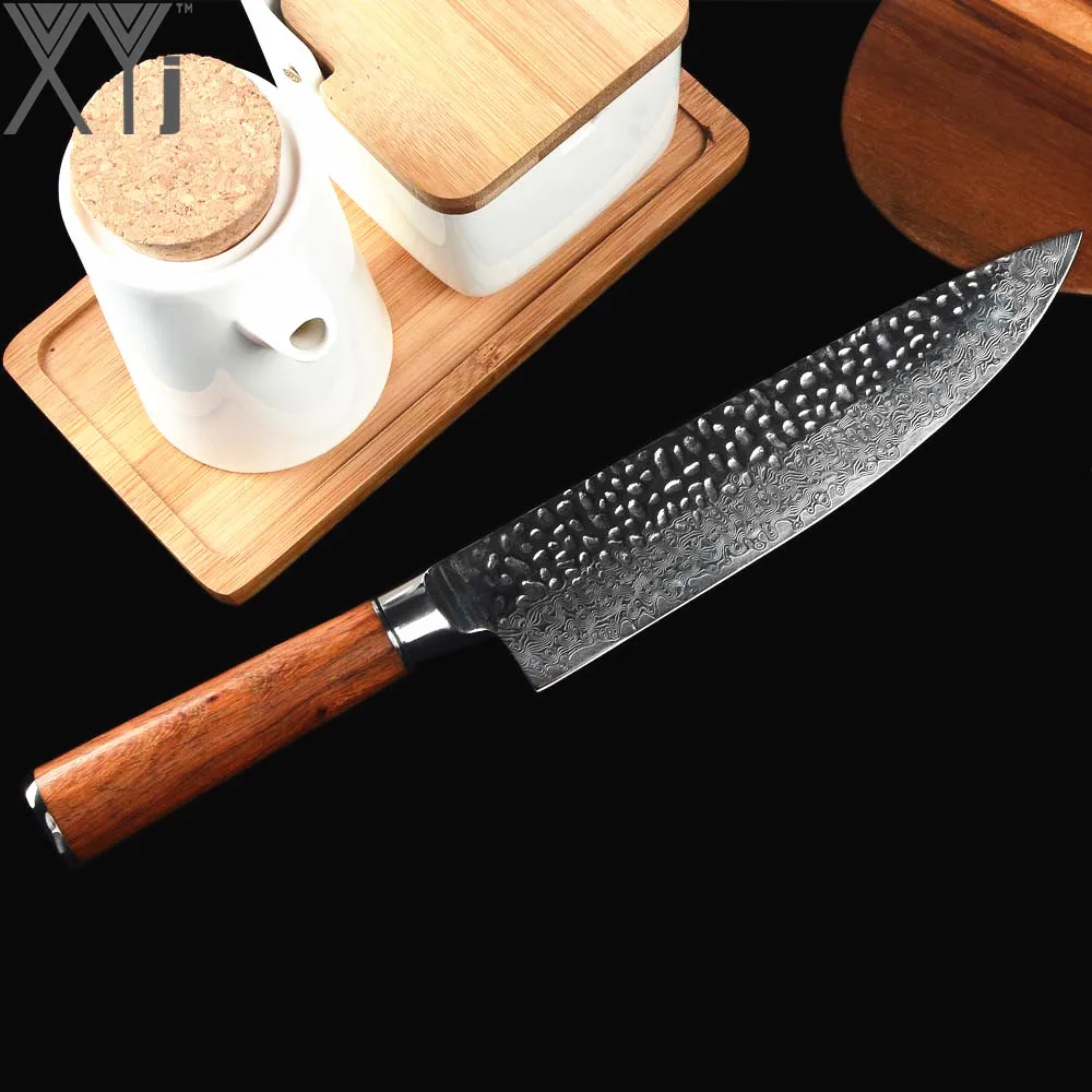 XYj 8 inch Chef Kitchen Cooking VG10 Damascus Knife Japanese Kitchen Cooking Tool Accessories Wood Handle Knives New Arrival