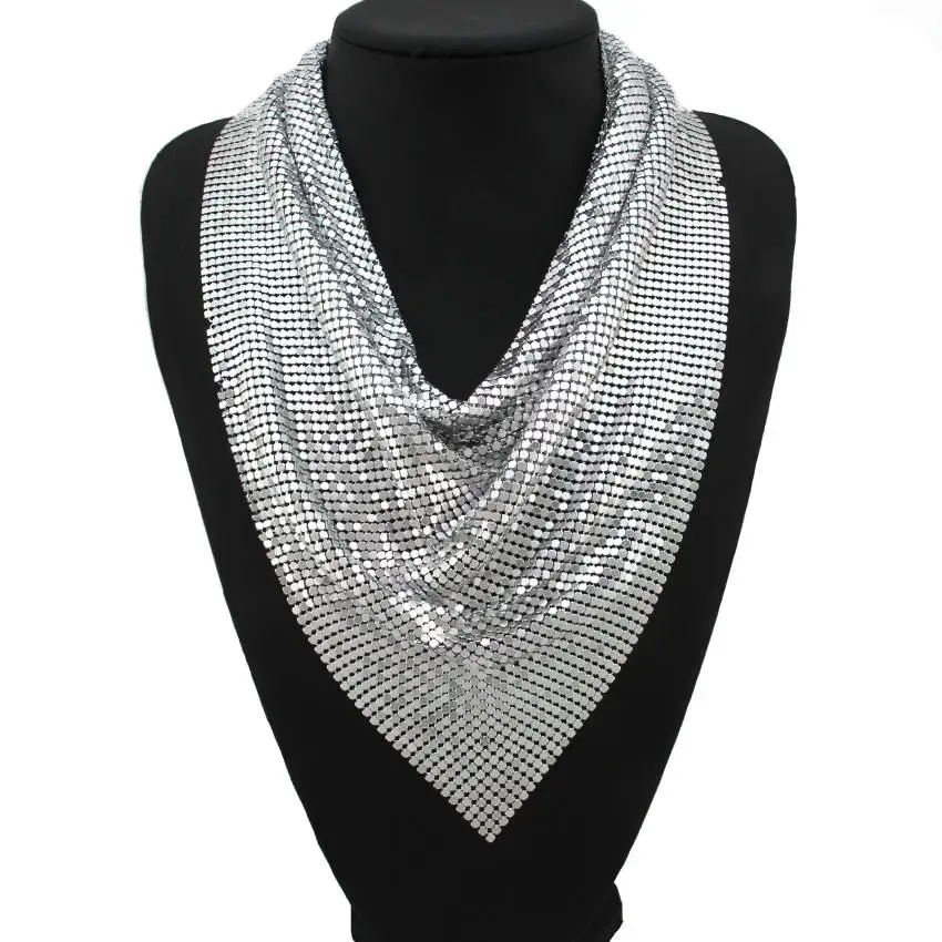 MANILAI, индийские ювелирные изделия, блестящий металлический срез, воротник, колье, ожерелья для женщин, Богемия, массивные Макси ожерелья CE4404 - Окраска металла: Silver