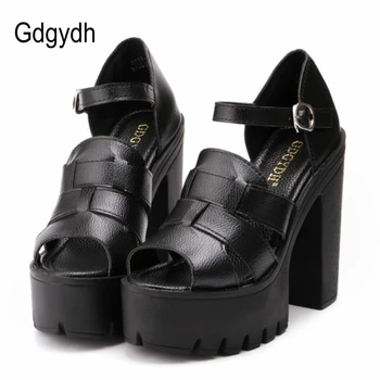 Gdgydh Fashion summer wedges platform sandals women Black White open toe high heels female shoes gladiator