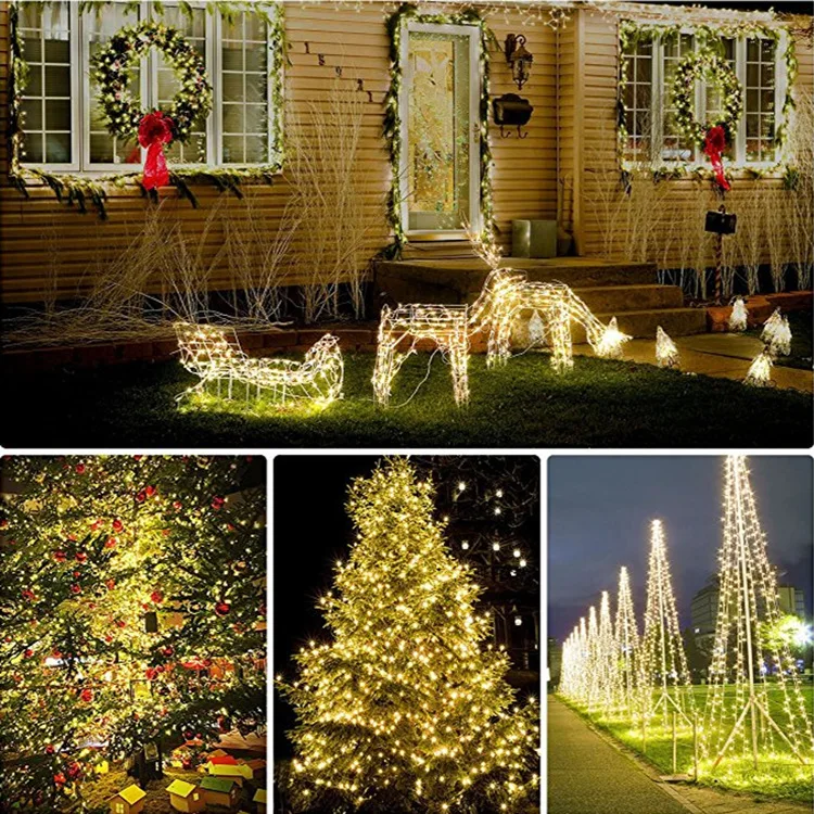 50/100/200 светодиоды и солнечные лампы, водонепроницаемый светодиодный медный провод, гирлянда, праздничный, уличный, светодиодный, для рождественской вечеринки, свадебные украшения
