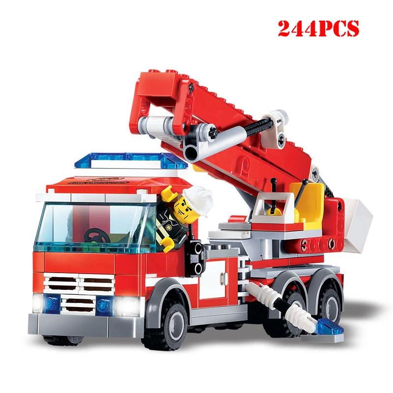 City Construction Rescue Vehicle Fire Fighting Ladder Truck Building Blocks Compatible legoings Police Bricks Toys For Children