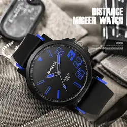 Для мужчин Мода силиконовый ремешок Спортивные Cool кварцевые часы наручные аналоговые часы роскошные модный бренд повседневные