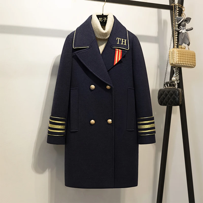 Korean Coats Fashion 2018 New Long Overcoat Women's Line Slim Wool