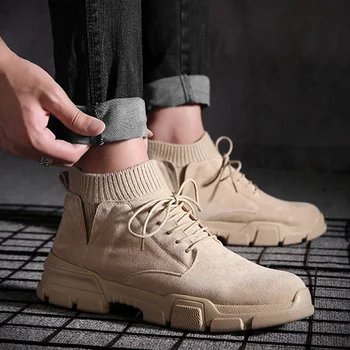 

2019 Autumn Early Winter Shoes Men Ankle Boots Thick Sole Fashion Men Boots Fashion Male Footwear Brand Man Ankle Botas KA1664