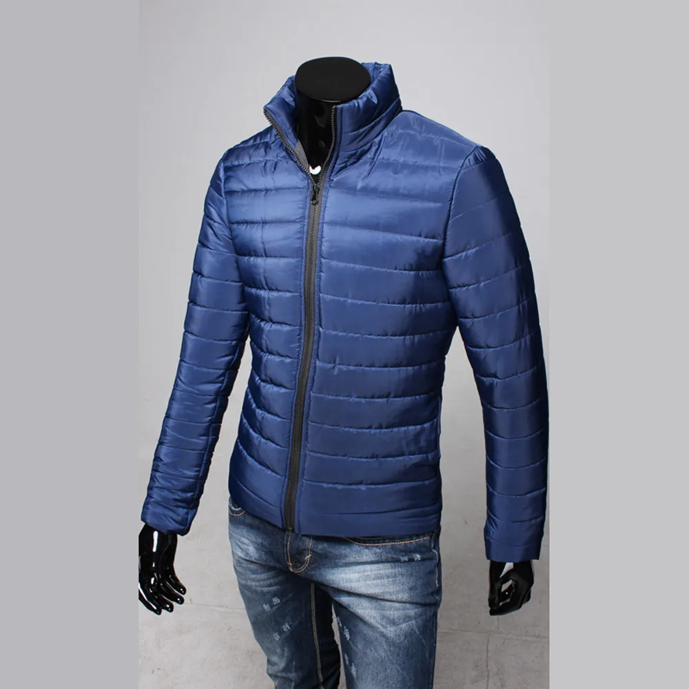 Зимнее мужское пуховое пальто, хлопковое теплое плотное пальто на молнии, пуховая куртка для мужчин, тонкий светильник, повседневное пальто