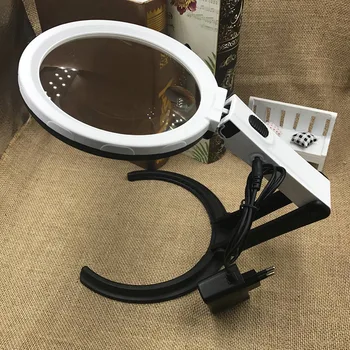 

AIBOULLY 3B-2C Desktop Learning Magnifier 5 Times Miniature Embroidery Tool with LED Lights Nail Lamp Foldable Portable Tools