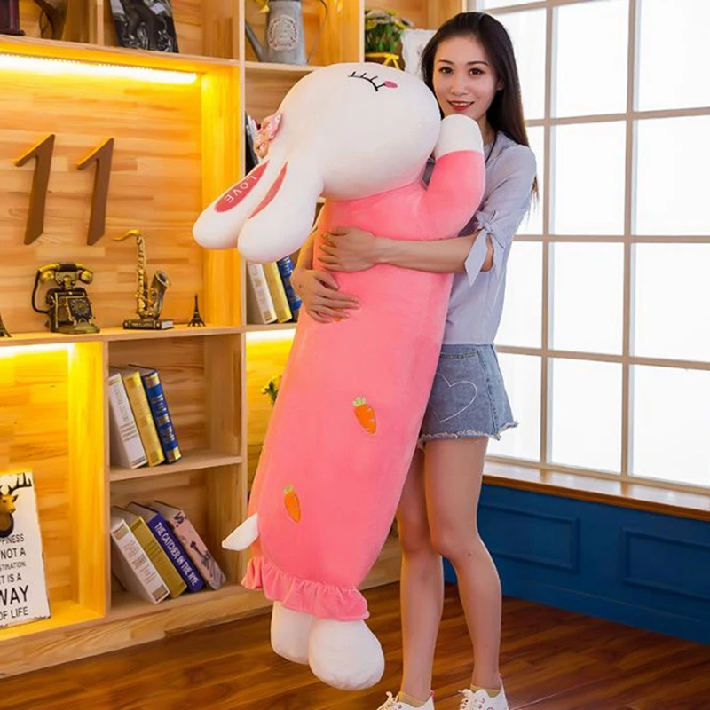 Dorimytrader Pop Cuddly Soft Cartoon Lying Bunny Plush Toy Large Stuffed Anime Rabbit Doll Pillow Gift for Girls Lover Present 130cm DY61999 (4)