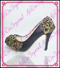 Aidocrystal women real genuine leather crystal woman sexy party fashion brand pumps lady heels shoes size 35-44