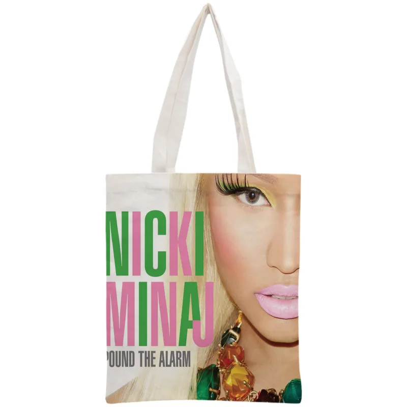 

Custom Nicki Minaj Tote Bag Reusable 30x35cm Two Sides Handbag Shoulder Pouch Foldable Canvas Shopping Bags